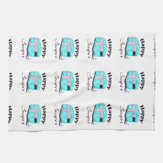 Happy Camper Trailer Camping Theedoek (Horizontaal)