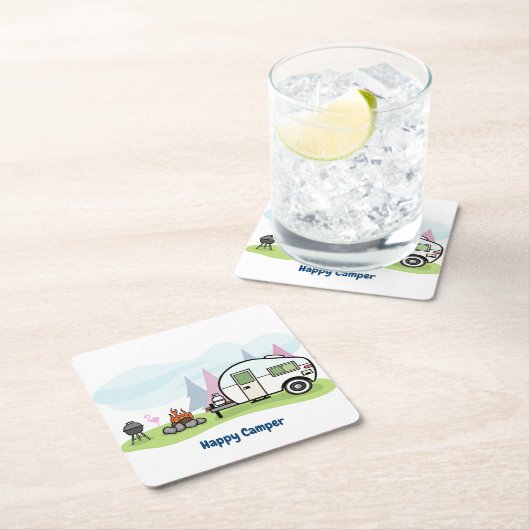 Happy Camper Trailer Kartonnen Onderzetters (Insitu)