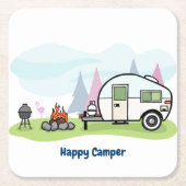 Happy Camper Trailer Kartonnen Onderzetters (Voorkant)