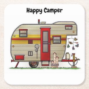 Happy Camper Trailer Kartonnen Onderzetters