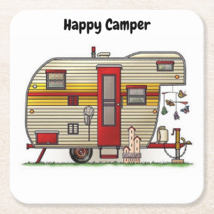Happy Camper Trailer Kartonnen Onderzetters
