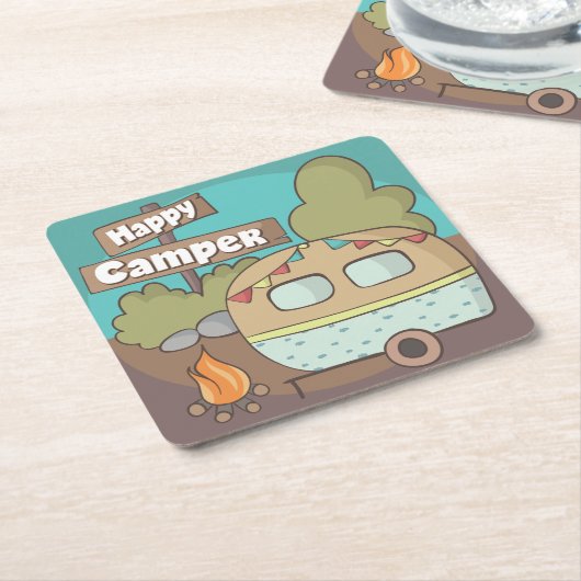 Happy Camper Trailer Onderzetter (Schuin)