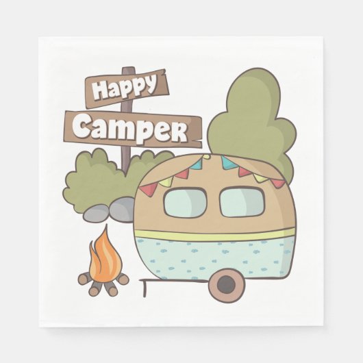 Happy Camper Trailer Papier Servet (Voorkant)