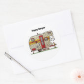Happy Camper Trailer Ronde Sticker (Envelop)