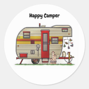 Happy Camper Trailer Ronde Sticker