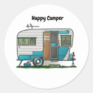 Happy Camper Trailer Ronde Sticker