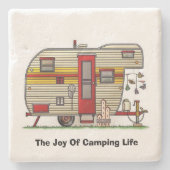 Happy Camper trailer Stenen Onderzetter (Voorkant)