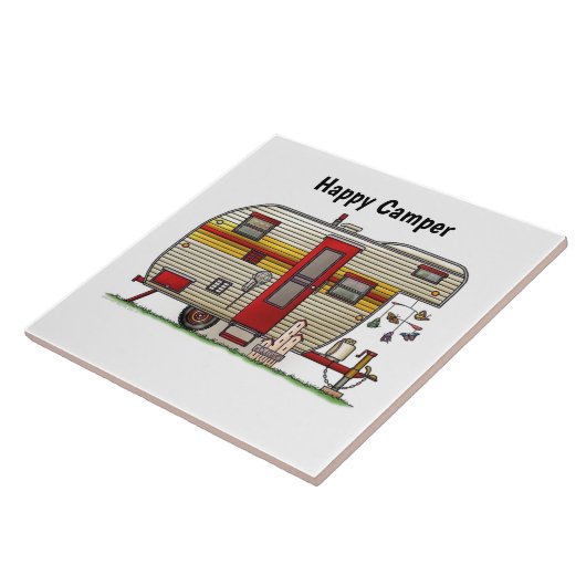 Happy Camper Trailer Tegeltje (Zijkant)