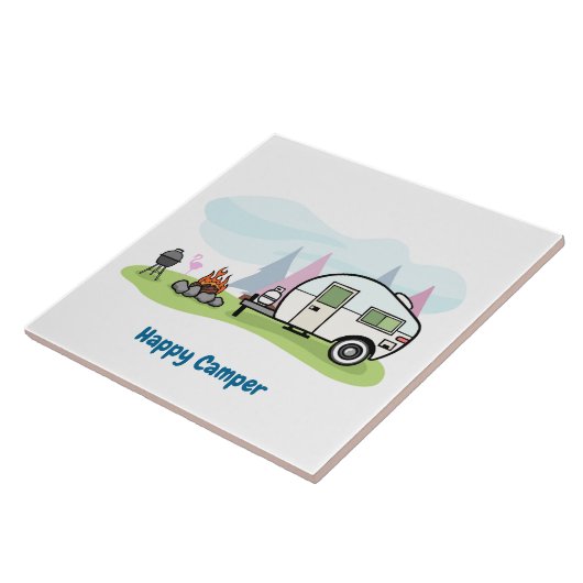Happy Camper Trailer Tegeltje (Zijkant)