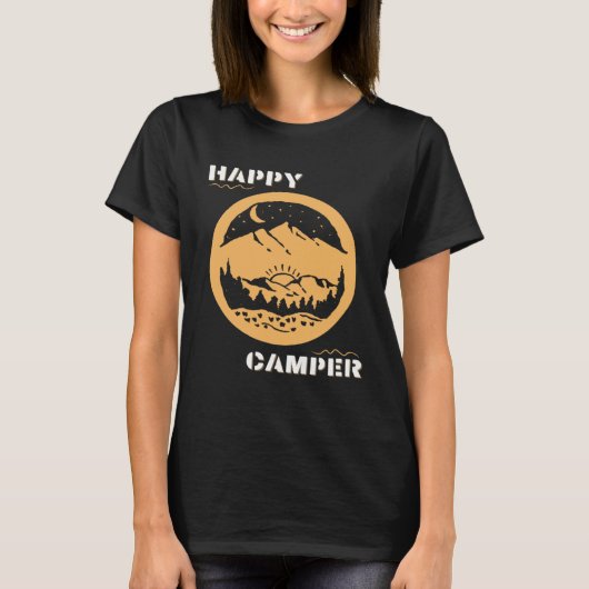 Happy Camper Travel Adventure Hike Wander Backpack T-shirt (Voorkant)