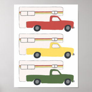 Happy Camper Truck Camping RV Rasta Art Poster