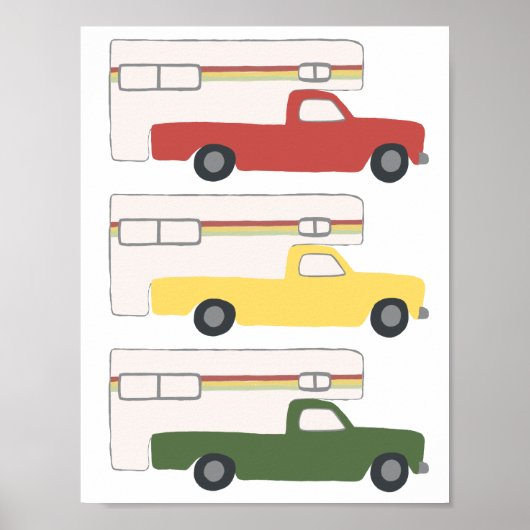Happy Camper Truck Camping RV Rasta Art Poster (Voorkant)