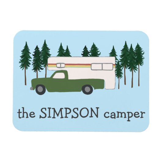 HAPPY CAMPER Truck Camping RVing Motorhome Trees Magneet (Horizontaal)