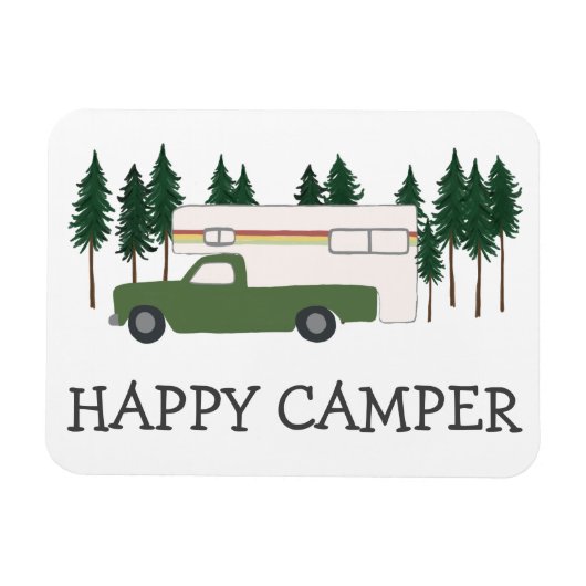 HAPPY CAMPER Truck Camping RVing Motorhome Trees Magneet (Horizontaal)