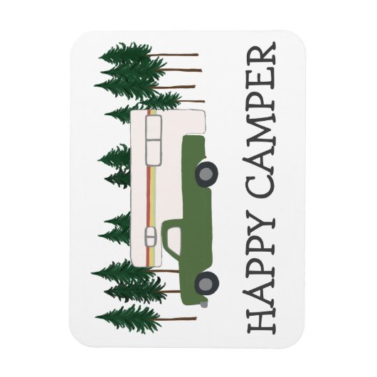 HAPPY CAMPER Truck Camping RVing Motorhome Trees Magneet (Verticaal)