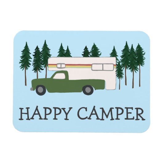 HAPPY CAMPER Truck Camping RVing Motorhome Trees Magneet (Horizontaal)