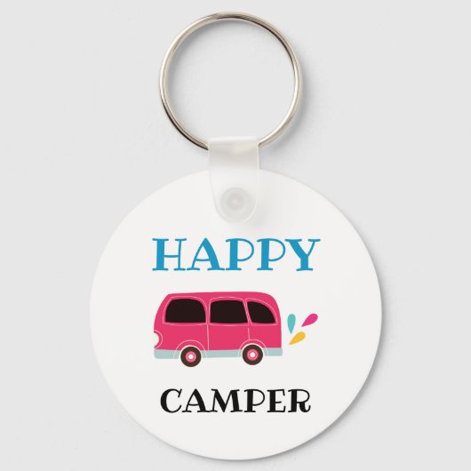 Happy Camper Van Cute Cartoon Custom Sleutelhanger (Voorkant)