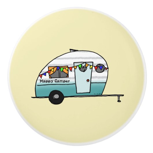Happy Camper van Keramische Knop (Voorkant)