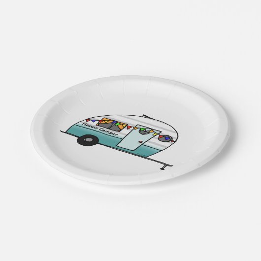 Happy Camper van Papieren Bordje (Gekanteld)