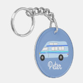 HAPPY CAMPER Van RV Motorhome Campervan CUSTOM Sleutelhanger (Voorkant Links)