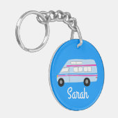 HAPPY CAMPER Van RV Motorhome Campervan CUSTOM Sleutelhanger (Voorkant Links)