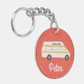 HAPPY CAMPER Van RV Motorhome Campervan CUSTOM Sleutelhanger (Voorkant Links)