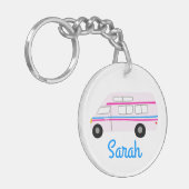 HAPPY CAMPER Van RV Motorhome Campervan CUSTOM Sleutelhanger (Voorkant Links)