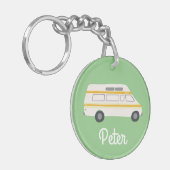 HAPPY CAMPER Van RV Motorhome Campervan CUSTOM Sleutelhanger (Voorkant Links)