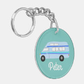 HAPPY CAMPER Van RV Motorhome Campervan CUSTOM Sleutelhanger (Voorkant Links)