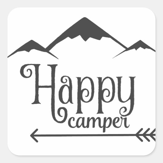 Happy Camper Vierkante Sticker (Voorkant)