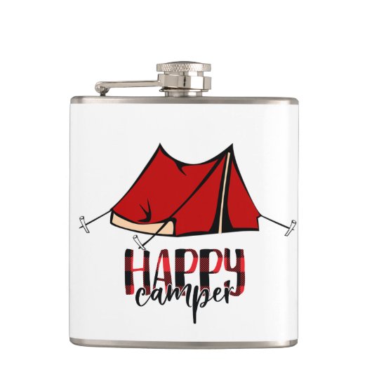 Happy Camper Vinyl Wrapped Flask Heupfles (Voorkant)
