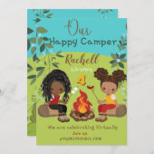 Happy Camper Virtual Birthday Invitation Kaart (Voorkant / Achterkant)