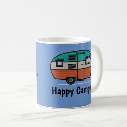 Happy Camper, voeg tekst toe, koffie Mok (Voorkant rechts)