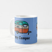 Happy Camper, voeg tekst toe, koffie Mok (Voorkant links)