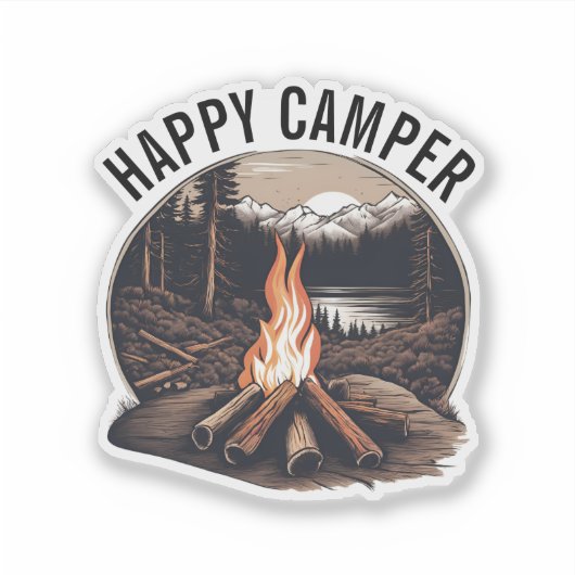Happy Camper waterdicht Sticker (Voorkant)