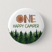 Happy Camper Waterverf Wooden One Rustic Ronde Button 5,7 Cm (Voorkant)