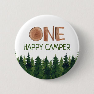 Happy Camper Waterverf Wooden One Rustic Ronde Button 5,7 Cm