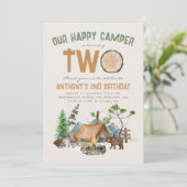 Happy Camper Waterverf Woodland 2e verjaardag Kaart (Staand voorkant)