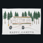 HAPPY CAMPER whimsical motorhome RVing Forest Theedoek<br><div class="desc">KAMPEN. Ik zou liever RVing zijn! Hoe zit het met jou? Bekijk deze mooie retro camper handdoek en controleer mijn winkel op meer overeenkomende objecten zoals overhemden, magneten, sleutelhangers, kussens, stickers en nog veel meer. En natuurlijk ook meer RV, campervan, motorhome en kampeerartikelen. Pas deze mok met een naam, uw...</div>