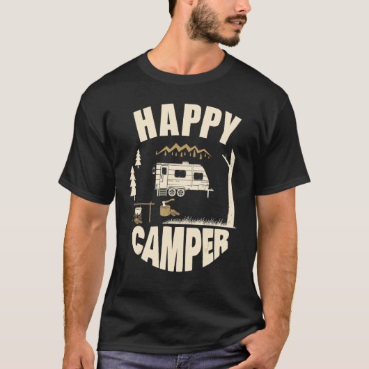 Happy Camper Wild Rv Van Camping Outdoor Cute Gra T-shirt (Voorkant)