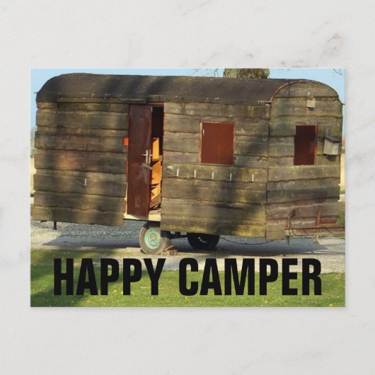 Happy Camper Wooden Camper Trailer Briefkaarten (Voorkant)