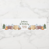 Happy Camper Woodland Birthday Water Bottle Label Waterfles Etiket (Enkel label)