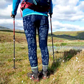 Happy Camper Woodland Mountain Camping Outdoor Leggings