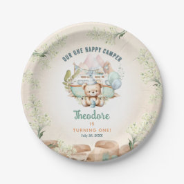 Happy Camper Zomer 1e Verjaardag Jongen Papieren Bordje