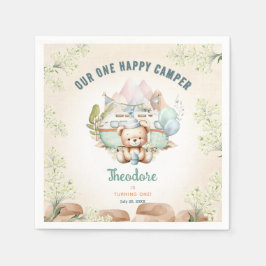 Happy Camper Zomer 1e Verjaardag Jongenspapier Servet