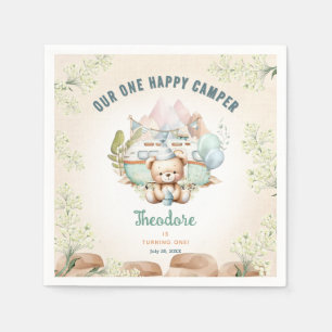 Happy Camper Zomer 1e Verjaardag Jongenspapier Servet
