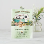 Happy Camper Zomer 1e verjaardag Kaart (Staand voorkant)