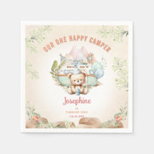 Happy Camper Zomer 1e Verjaardag Meisje Papier