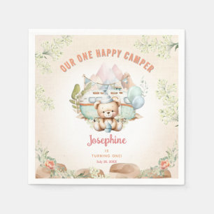 Happy Camper Zomer 1e Verjaardag Meisje Papier Servet
