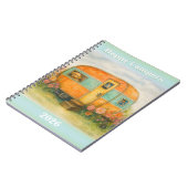 Happy Campers 2025 Spiral Notebook — Retro Caravan Notitieboek (Linkerzijde)
